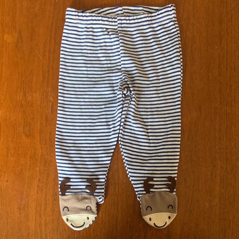 😊FREE😊 NWT Koala Baby Striped Blue and White Footed Pants size 3-6m